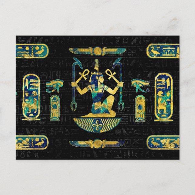 Carte Postale Ornement en or égyptien et marbre bleu (Devant)