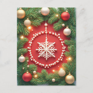 Carte Postale 🎄 Ornement Flocon de Neige Étincelant Élégance No