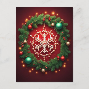 Carte Postale 🎄 Ornement Flocon de Neige Hiver Magie ❄️ Festif