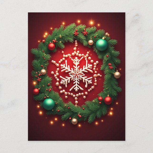 Carte Postale 🎄 Ornement Flocon de Neige Hiver Magie ❄️ Festif  (Devant)