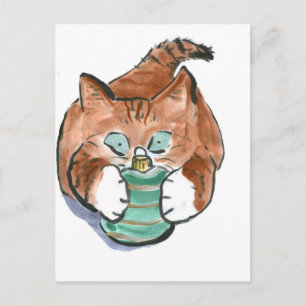 Carte Postale ornement vert correspond aux yeux de chaton