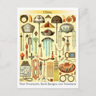 Carte Postale Ornements chinois de cheveux, insignes de classeme