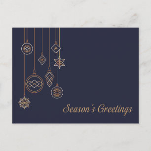 Carte Postale Ornements de Noël de la Marine et de l'or Saisons