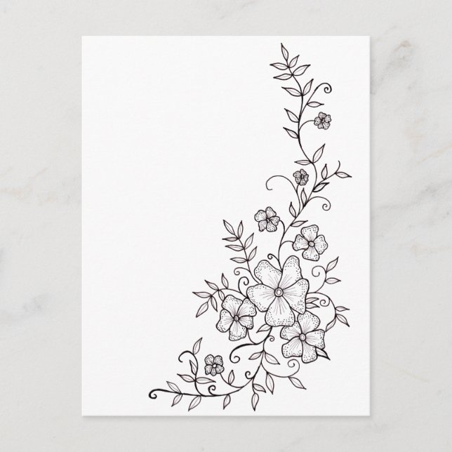 Carte postale Ornements floraux noirs et blancs (Devant)