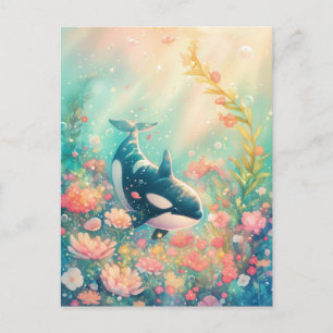 Carte Postale Orque majestueuse dans le jardin marin rose