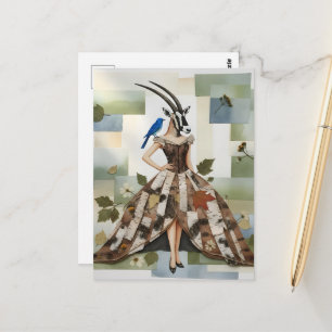 Carte Postale Oryx adorable dans une robe en écorce de bouleau a
