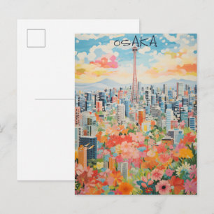 Carte Postale Osaka Japon Voyage Ville Peinture Esthétique