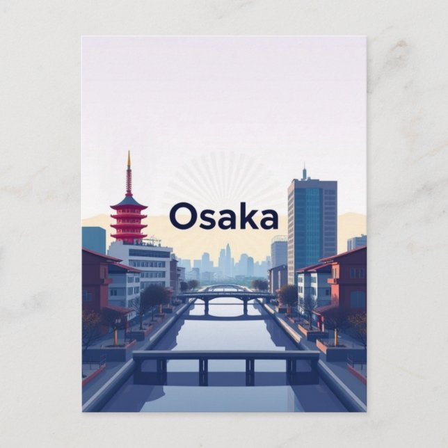Carte Postale Osaka ville Japon voeux de vacances (Devant)