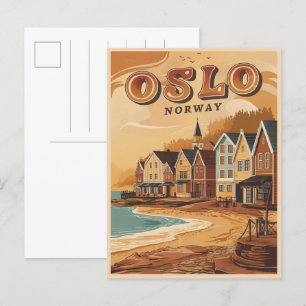 Carte Postale Oslo beach Norvège Souvenirs vintages et cadeaux