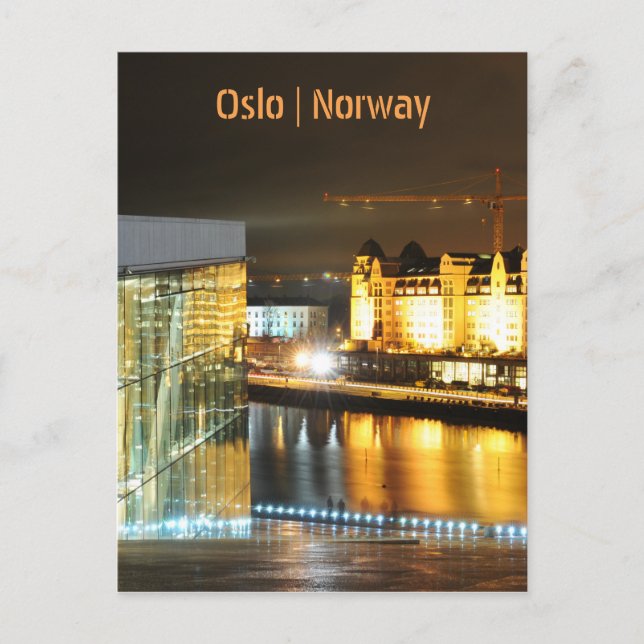 Carte Postale Oslo, Norvège la nuit (Devant)