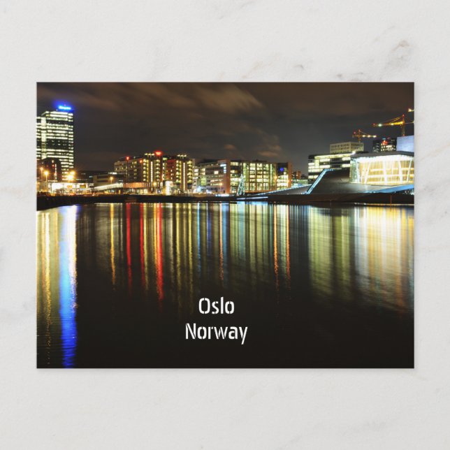 Carte Postale Oslo, Norvège la nuit (Devant)