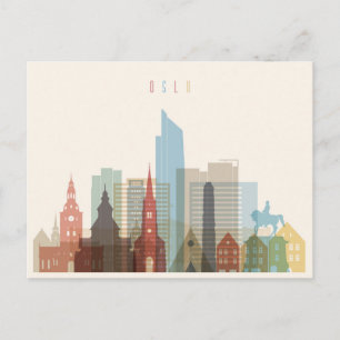 Carte Postale Oslo, Norvège Ville Skyline