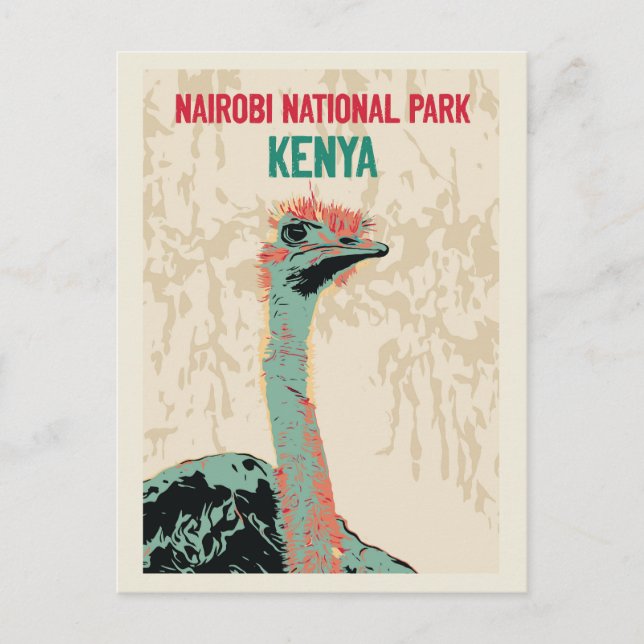 Carte Postale Ostrich du Kenya, Nairobi National Park (Devant)