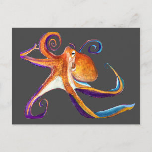 Carte Postale Otopus vie marine aquarelle art