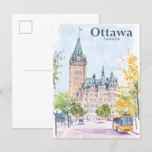 Carte Postale Ottawa Canada Illustration de peinture Gouache Voy