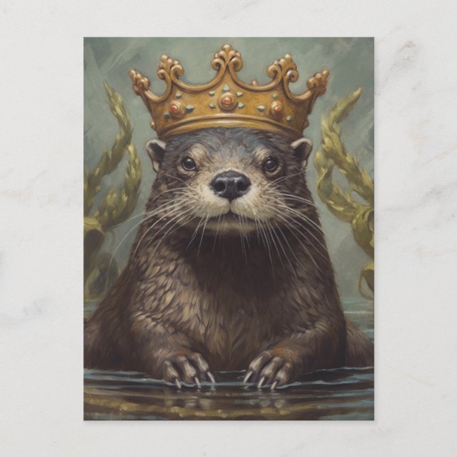 Carte Postale Otter adorable dans une couronne (Devant)