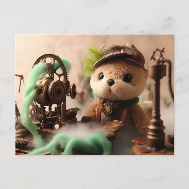 Carte Postale Otter adorable Steampunk fonctionne sur les machin (Devant)