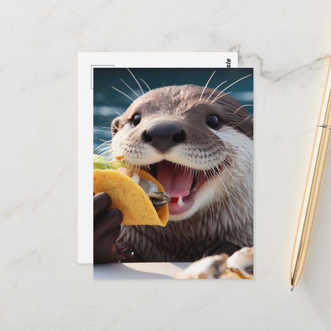 Carte Postale Otter Avec Tacos Osyster (Devant/Arrière en situation)