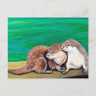 Carte Postale Otter Best Friends Peinture