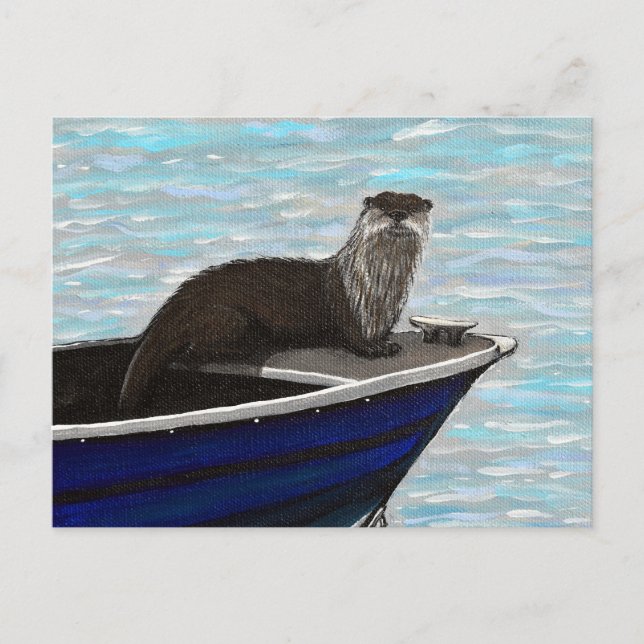Carte Postale Otter dans une peinture de bateau (Devant)