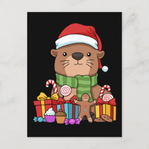 Carte Postale Otter de Noël Cadeau Enfants Otter de mer