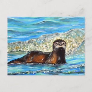Carte Postale Otter in the Waves 2 Peinture
