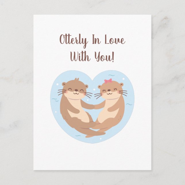 Carte Postale Otterly En Amour Avec Toi, mignon Otter Love Pun (Devant)