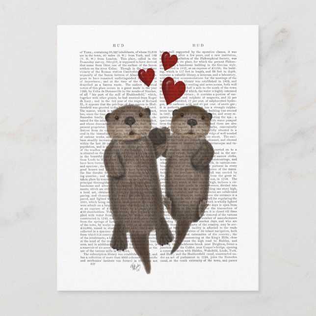 Carte Postale Otters tenant les mains (Devant)