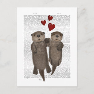 Carte Postale Otters tenant les mains