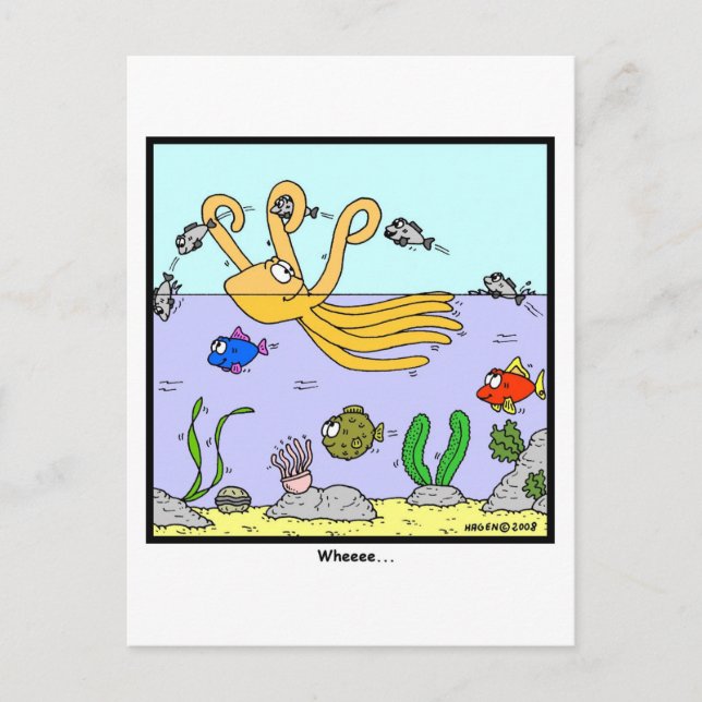 Carte Postale Où : Caricature de pieuvre (Devant)