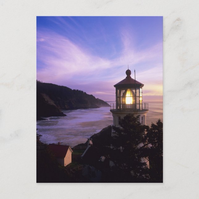 Carte Postale OU, Côte de l'Oregon, phare de Heceta Head, sur (Devant)