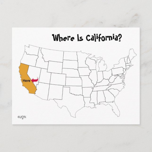 Carte Postale Où est la Californie ? (Devant)