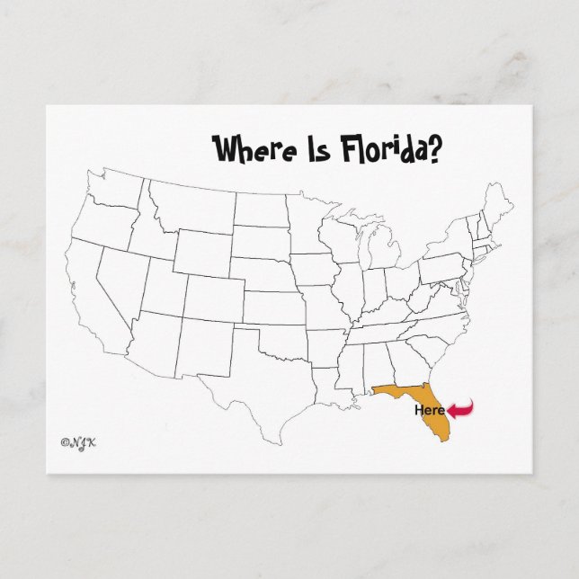 Carte Postale Où Est La Floride ? (Devant)