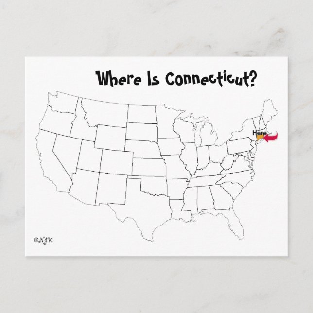 Carte Postale Où Est Le Connecticut ? (Devant)