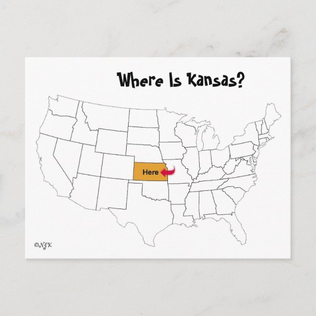 Carte Postale Où Est Le Kansas ? (Devant)