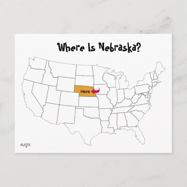 Carte Postale Où Est Le Nebraska ? (Devant)