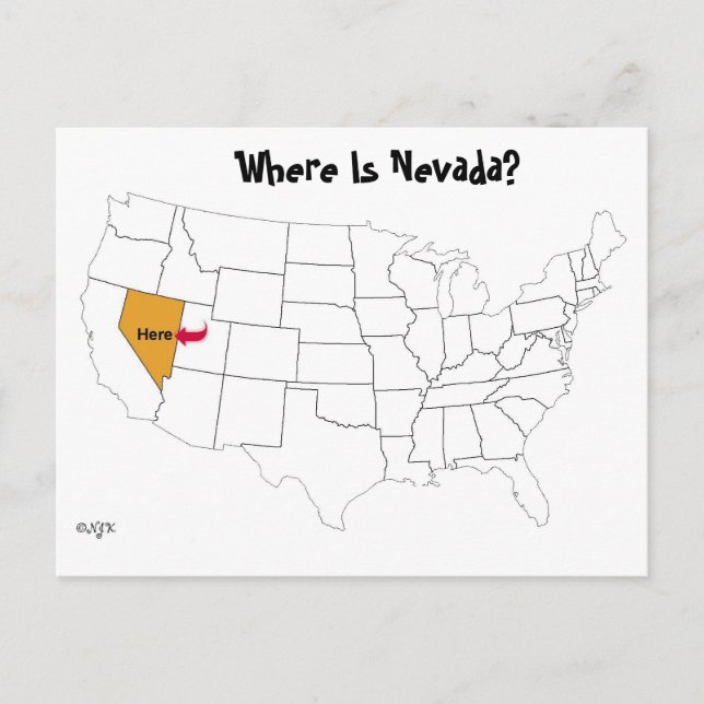 Carte Postale Où Est Le Nevada ? (Devant)