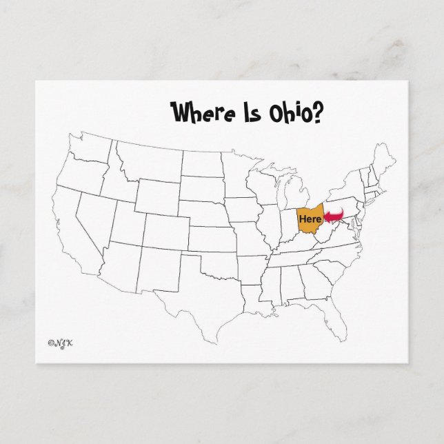 Carte Postale Où Est L'Ohio ? (Devant)