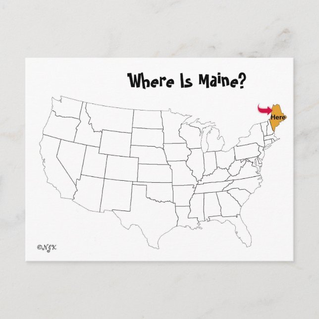 Carte Postale Où Est Maine ? (Devant)