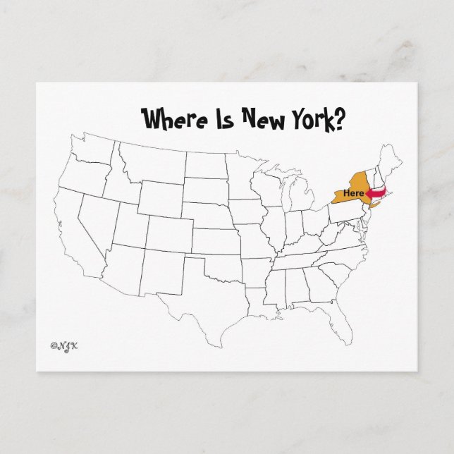 Carte Postale Où Est New York ? (Devant)