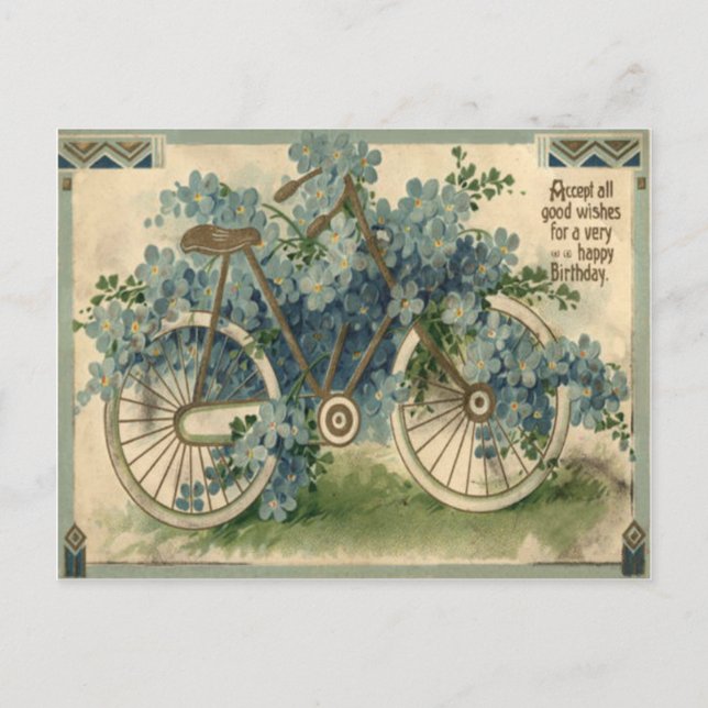 Carte Postale Oublie-moi pas le vélo Anniversaire (Devant)