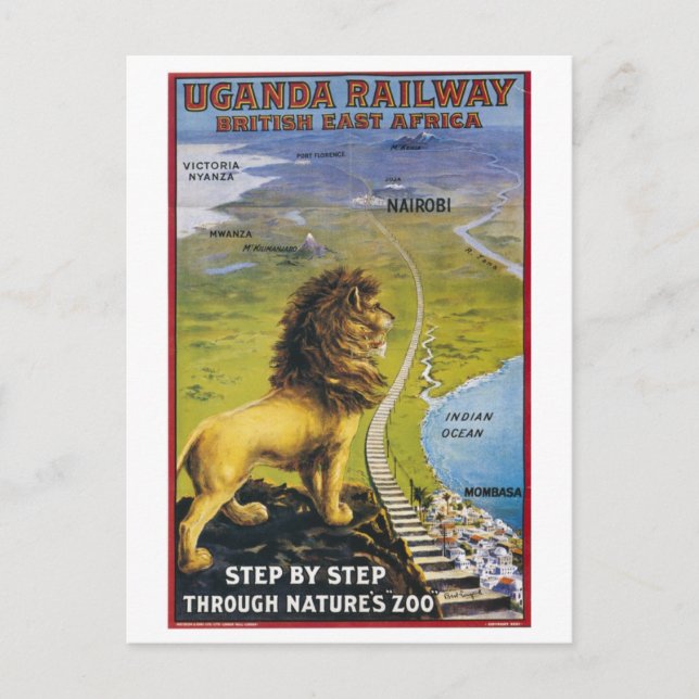 Carte Postale Ouganda Railway, Afrique de l'Est britannique (Devant)