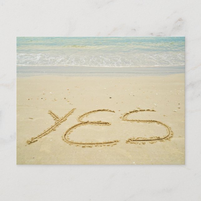 Carte Postale Oui, écrit dans le sable, (Devant)