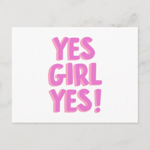 Carte Postale Oui Fille Oui Motivation Inspiration Rose féminin
