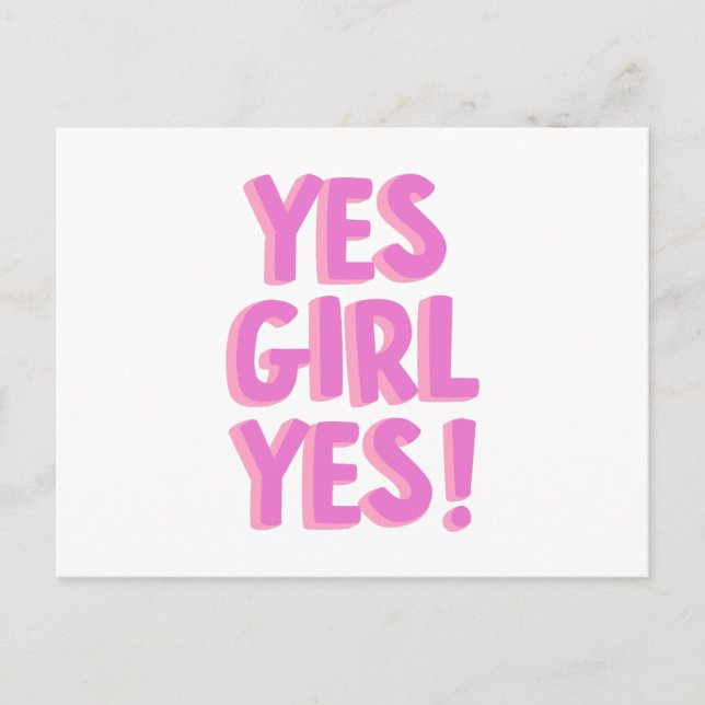 Carte Postale Oui Fille Oui Motivation Inspiration Rose féminin (Devant)