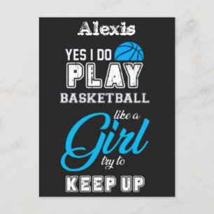 Carte Postale Oui Je Joue Au Basket Comme Une Fille Bleue