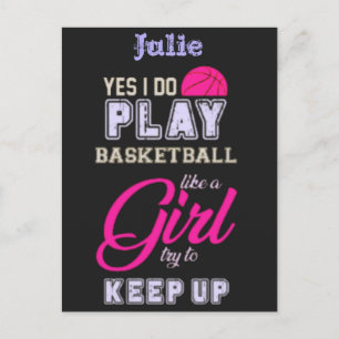 Carte Postale Oui Je Joue Au Basket Comme Une Fille Rose Violet
