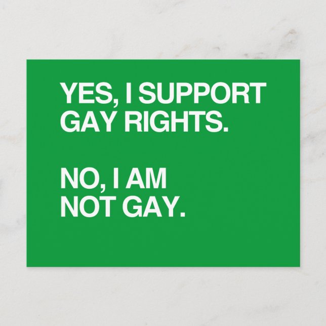 CARTE POSTALE OUI, JE SOUTIENS LES DROITS DES HOMOSEXUELS (Devant)