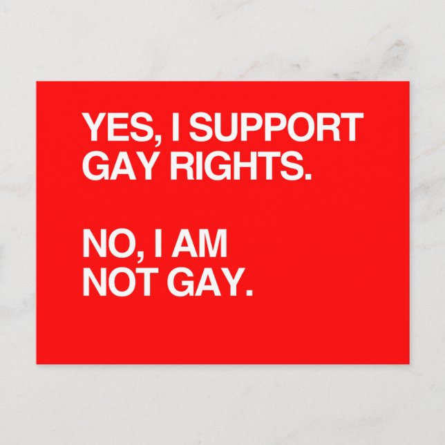 CARTE POSTALE OUI, JE SOUTIENS LES DROITS GAY (Devant)