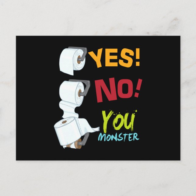 Carte Postale Oui Non Vous Monster Toilette Papier Toilette (Devant)